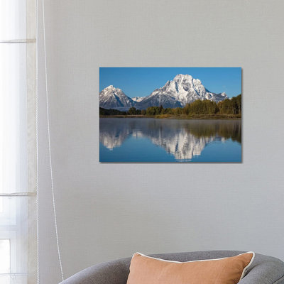 Reflection Of Mountain And Trees On Water, Teton Range, Grand Teton National Park, Wyoming, USA I by Panoramic Images - Wrapped Canvas Print