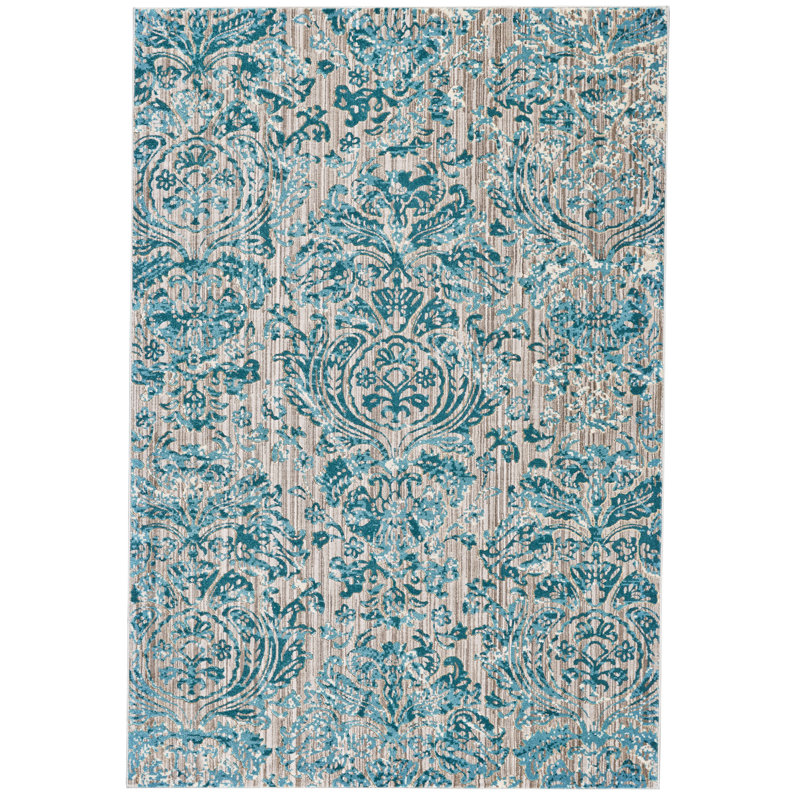 Tapis turquoise Devitt Paisley, Rectangle 7 pi 10 po x 11 pi