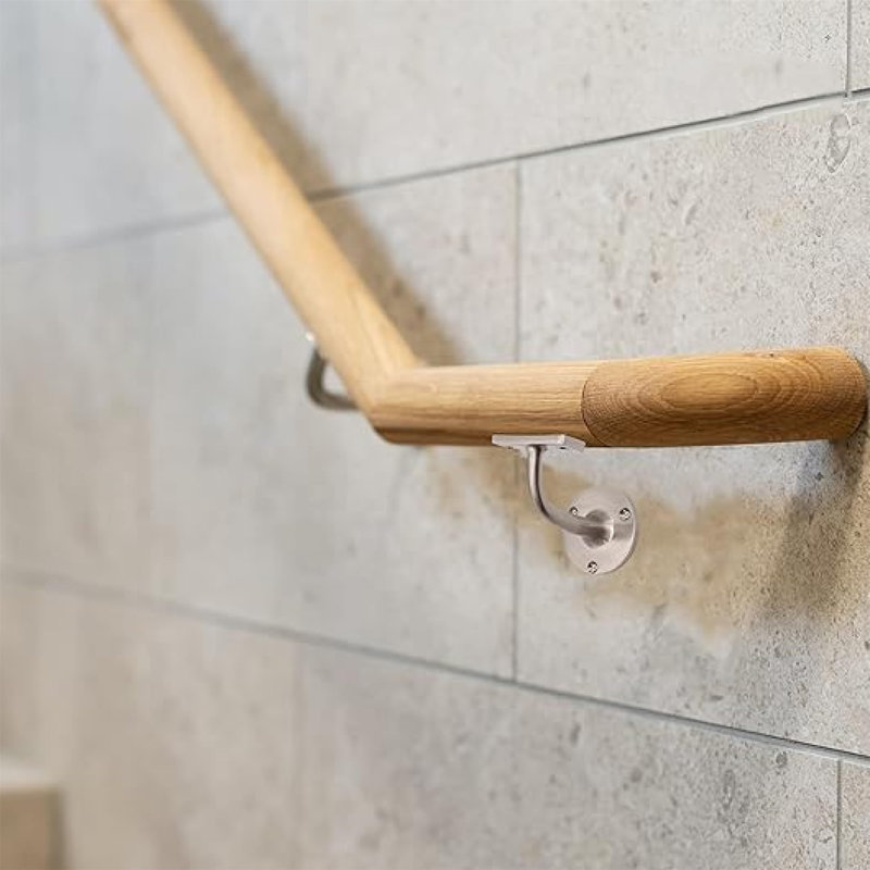 Satin Nickel Handrail Bracket For Stair Railings, Wood And Steel Handrails - 2 Pack