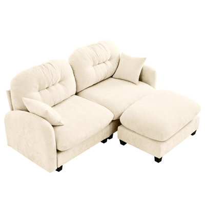 Cloud Sectional L-Shaped Couch With , Chenille, High Sponge, Pleated , Multiple Combinations, For Bedrooms And Reading Nooks Modular Soft High Foam Seat, Flexible Layout, Beige Small Apartments