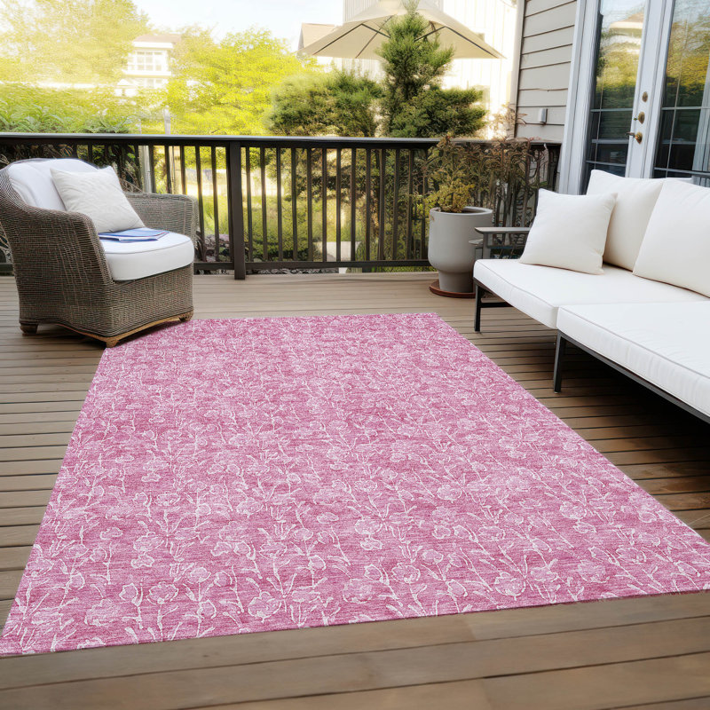 Lavonia Washable Floral Indoor / Outdoor Rug, Rectangle 3' x 5'