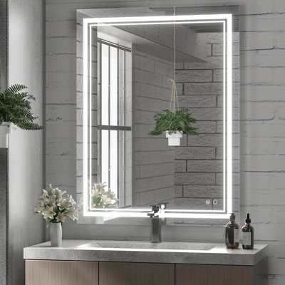 Adorna Frameless LED Lighted Bathroom / Vanity Mirror with Brightness Adjustable, Memory Function, Anti-fog