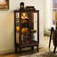 Vitrine Curio en noyer avec tablettes réglables en verre et tablette à finition miroir-1297780810