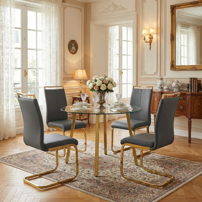Lyndora 5 - Piece Round Glass Top Dining Set by Ivy Bronx