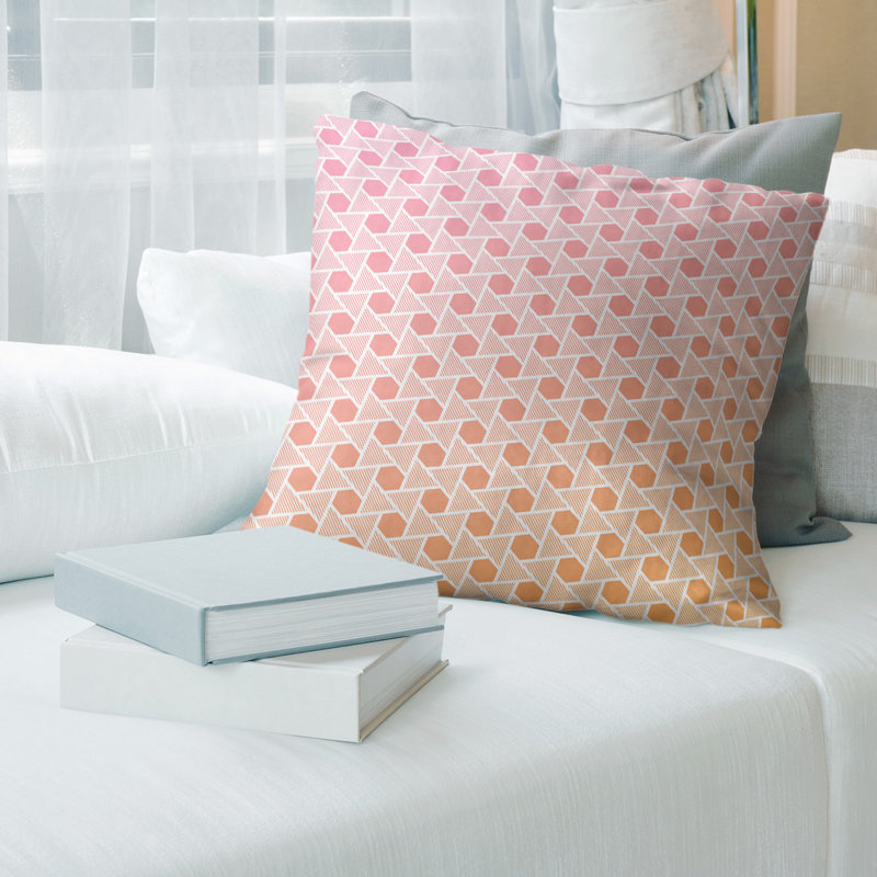 Katelyn Elizabeth Geometric Throw Pillow, Poly Fill, 18" x 18", Pink/Orange