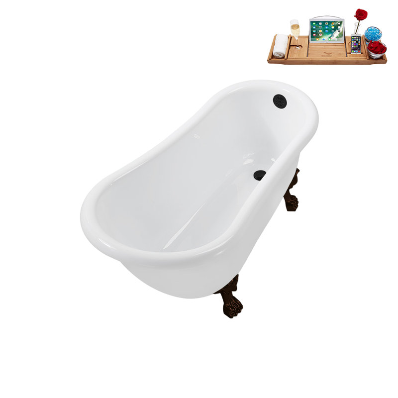 53.1'' x 25.6'' Soaking Acrylic Bathtub, Matte Oil Rubbed Bronze, Matte Black
