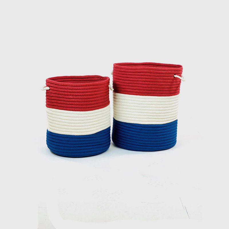 Panier rouge, blanc et bleu, H 18 po x l 15 po x P 15 po
