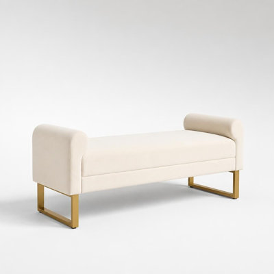 Extra Large Upholstered Ottoman Bench with Arms, Long Size End of Bed Seating Perfect, Multi-Purpose Upholstered Bench, Sturdy Metal Legs, Soft Fabric Seating