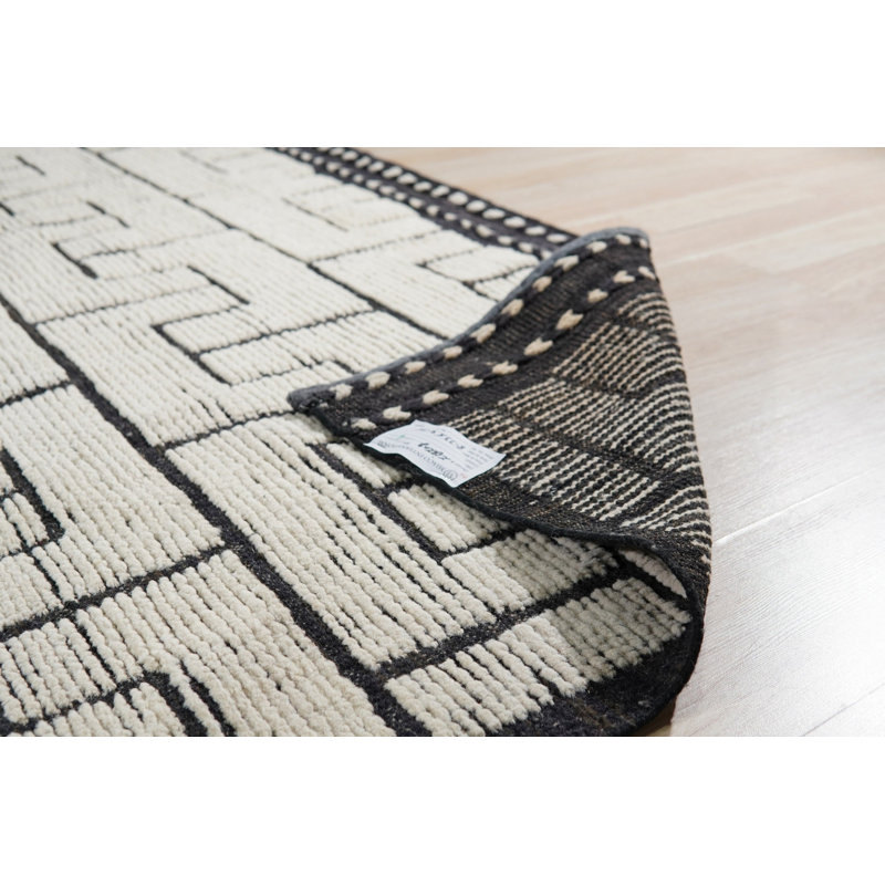 Tapis contemporain tribal moderne à motif de méandre en laine noué à la main 8 x 10 8 pi