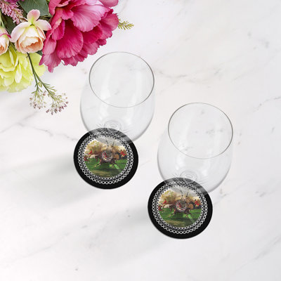 Sous-verres ronds en cuir noir Vegan