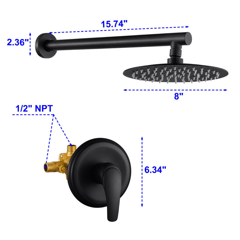 All-In-One Kit with Rough in-Valve, Matte Black