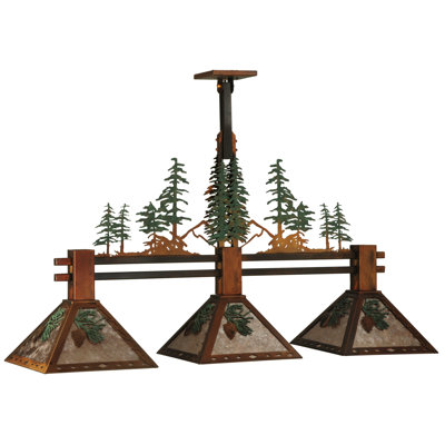 Luminaire suspendu linéaire pour îlot de cuisine 3 lumières Winter Pine