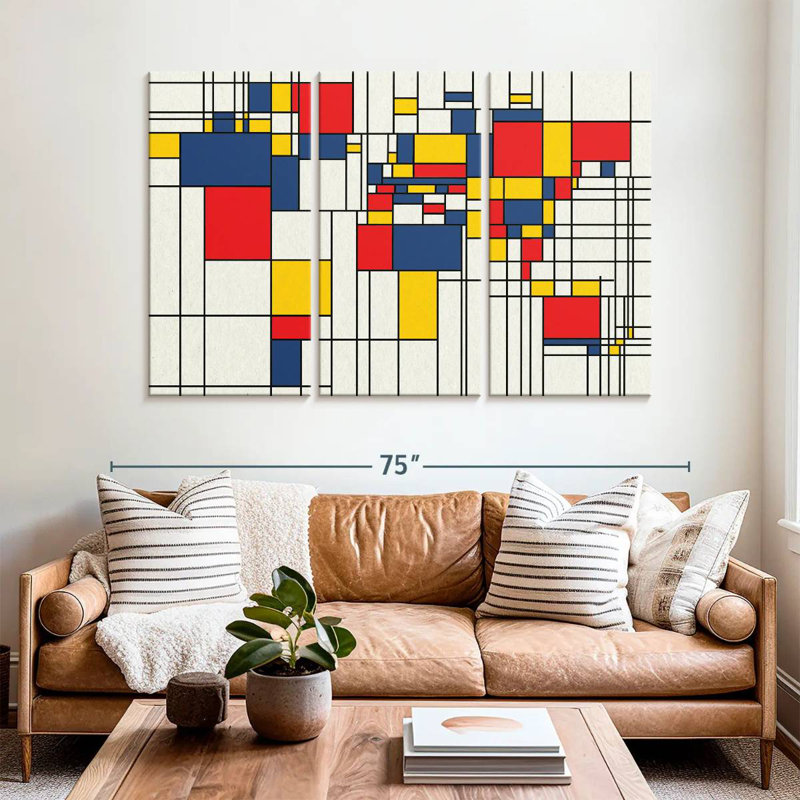 Avery Abstract Squares World Map, 42" H x 65" W