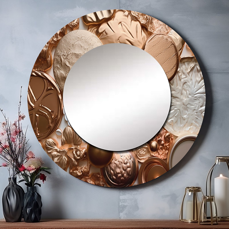 Miroir mural décoratif géométrique, art moderne en métal Pragnol, 23 po x 23 po