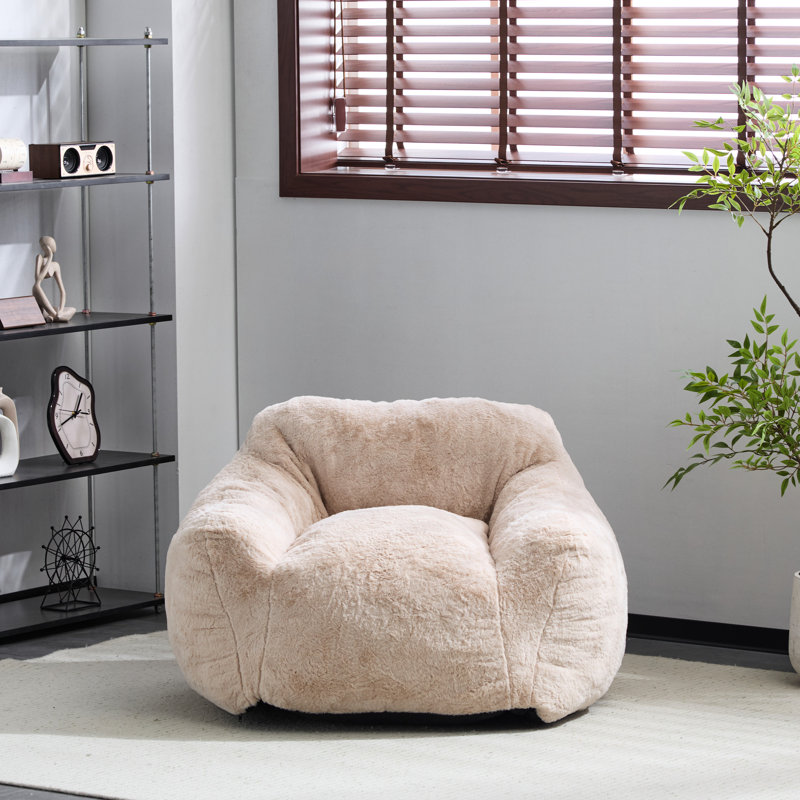 Fauteuil à billes d'intérieur beige de style fauteuil, silhouette structurée, soutien, support en mousse personnalisé, idéal pour regarder les banges avec de la mousse déchiquetée adaptative et définie, un tissu doux, des promos