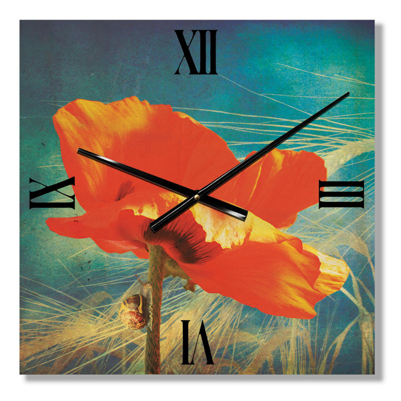 Horloge murale rétro coquelicot grunge, Grand