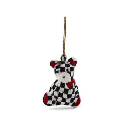 Mocha Check Bear Beaded Ornament