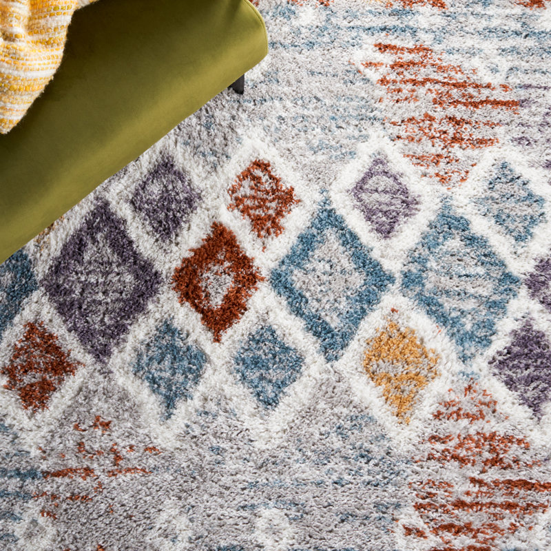 Tapis bleu rouille / ivoire Evangelyn, Rectangle 6 pi x 8 pi
