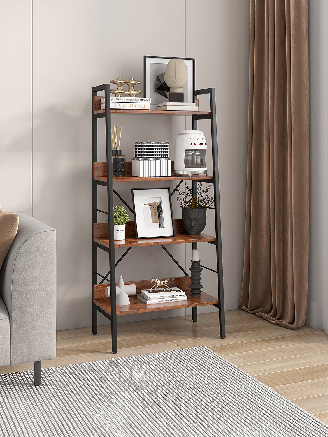 48 4 Tier Corner Shelf Black - Breighton Home