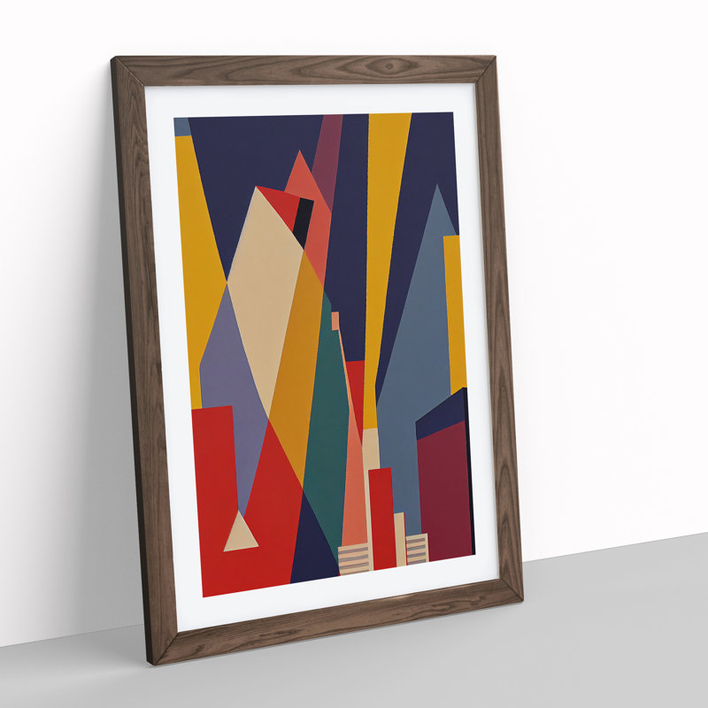 Unique Abstract Architecture No.2 - Wall Art, 66cm H x 48cm W, Walnut Picture Frame, White