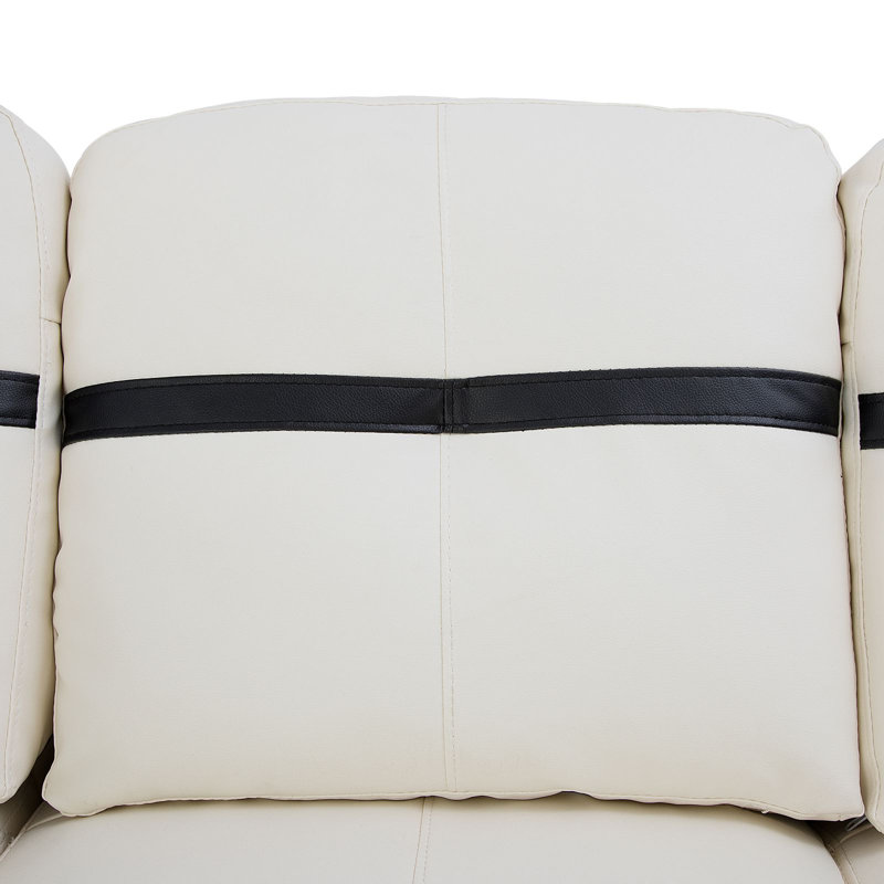 Canapé et chaise longue avec repose-pieds Beesley, Orienté à droite, Noir, Similicuir blanc / noir