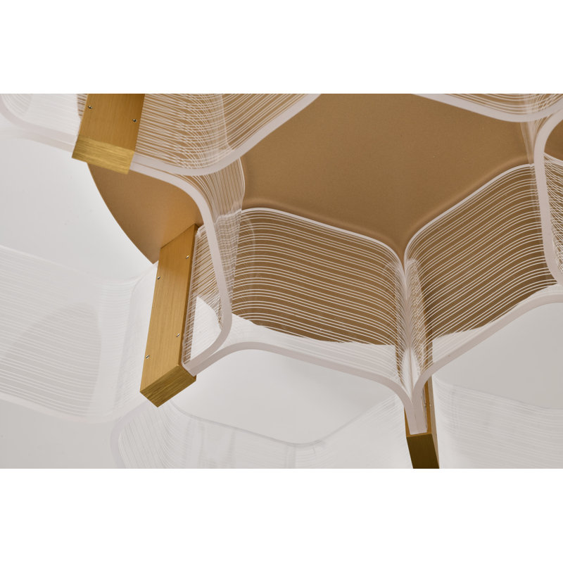 Kenzo - LED 5 Light Flush Mount - Vintage Brass Finish - Light Guide Panel, 7.63" H x 20.50" W x 20.50" D, 6