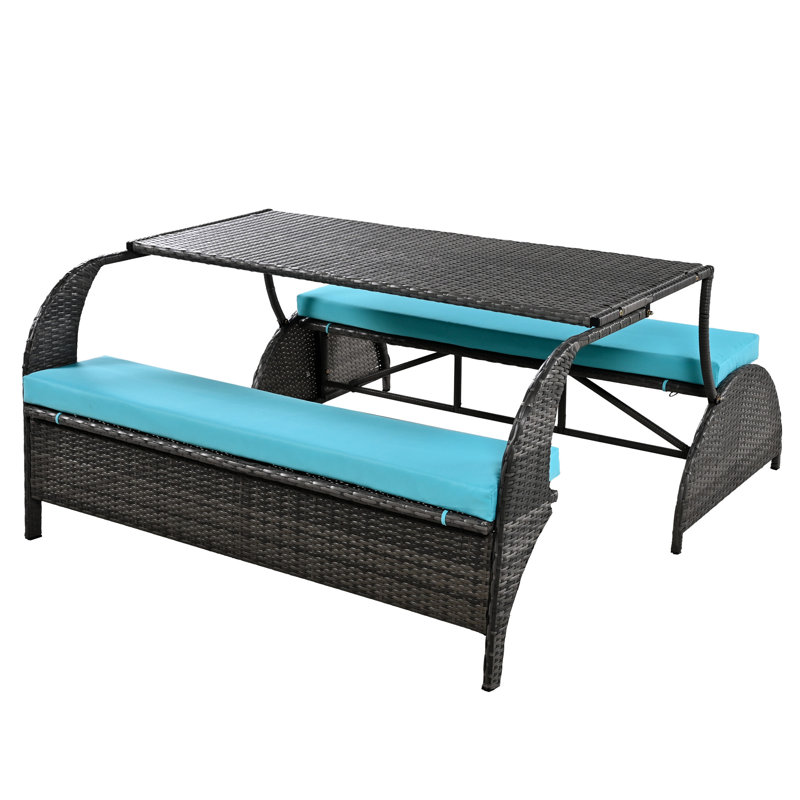 : Changes To 4 Seating And Table, For Outdoor Enjoyment With Transformative Function: 2 4 Seats Materials, Blue , Simple Assembly Instructions