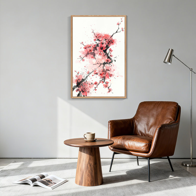 Ensemble de 1 tableau sur toile Fleurs de cerisier, 48"H x 36"W, Naturel