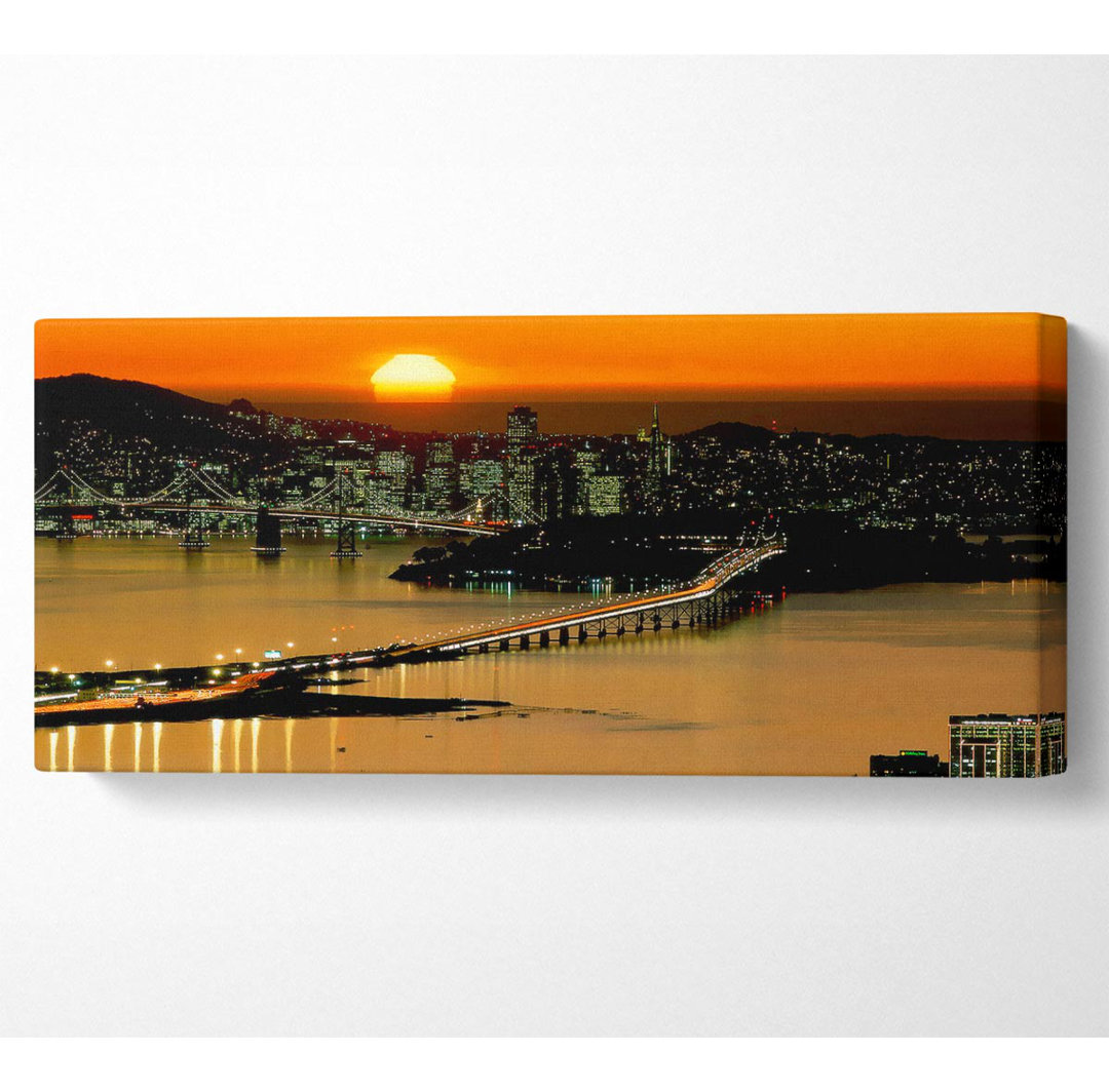 Kunstdruck Sunset City auf Leinwand