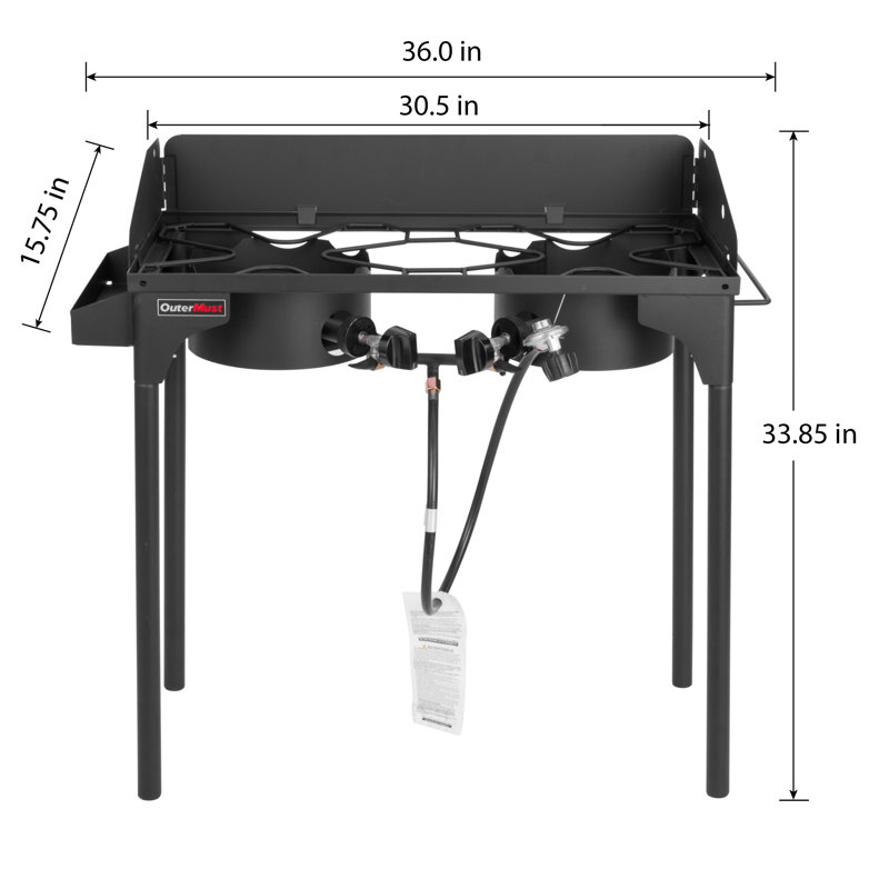 Black Double Burner Outdoor Propane Stove