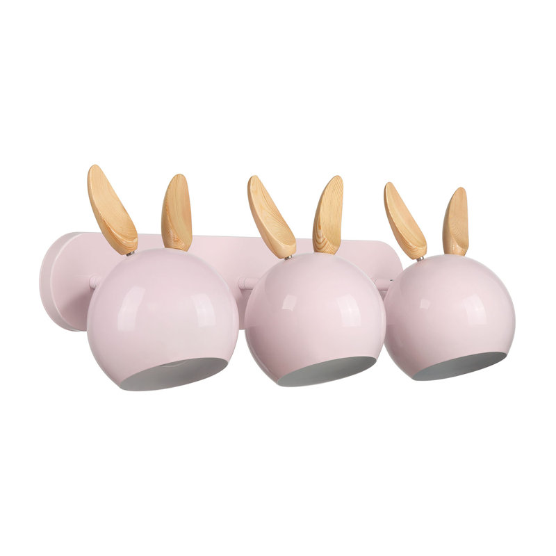Applique murale Topsy à 3 lumières, Oreilles de lapin, Petal Pink