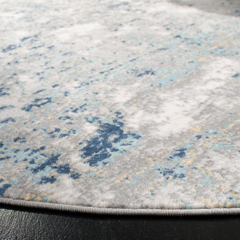 Odin Abstract Gray Area Rug, Round 152cm