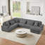 Canapé modulaire surdimensionné de 129 po en forme de U Canapé moderne de 129 po revêtu de velours côtelé doux avec une chaise longue pour le salon, gris foncé-617623182