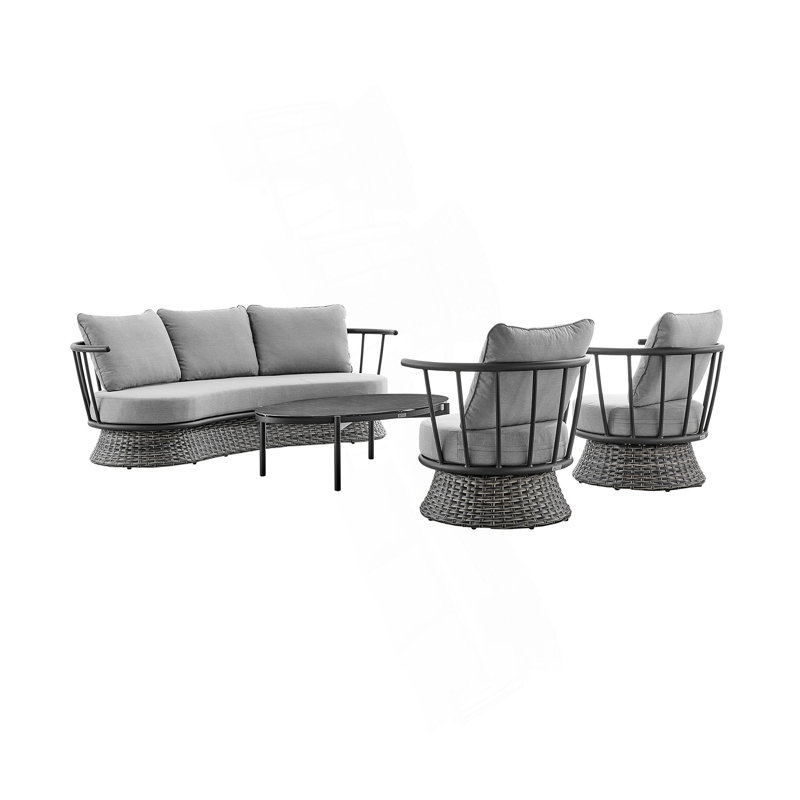 Chaise d'extérieur en osier et aluminium Novante en noir et gris foncé Novante