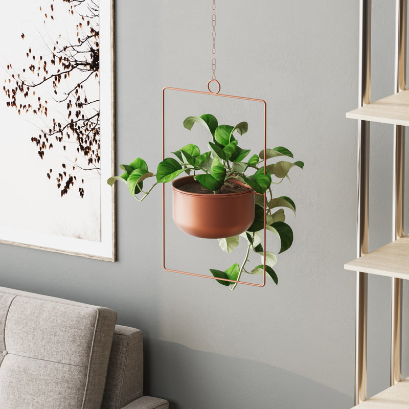 Élégant pot décoratif en cuivre, 9,8 x 15,7 x 6,7 pouces | 100% métal, 1,3 lb | Comprend un appareil de suspension, capacité maximale de 11 lb | Parfait pour la décoration intérieure et extérieure, design élégant et durable