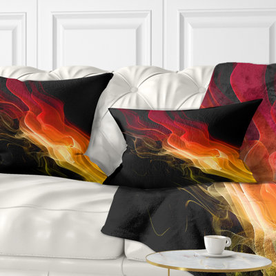 Coussin décoratif imprimé abstrait jaune et rouge