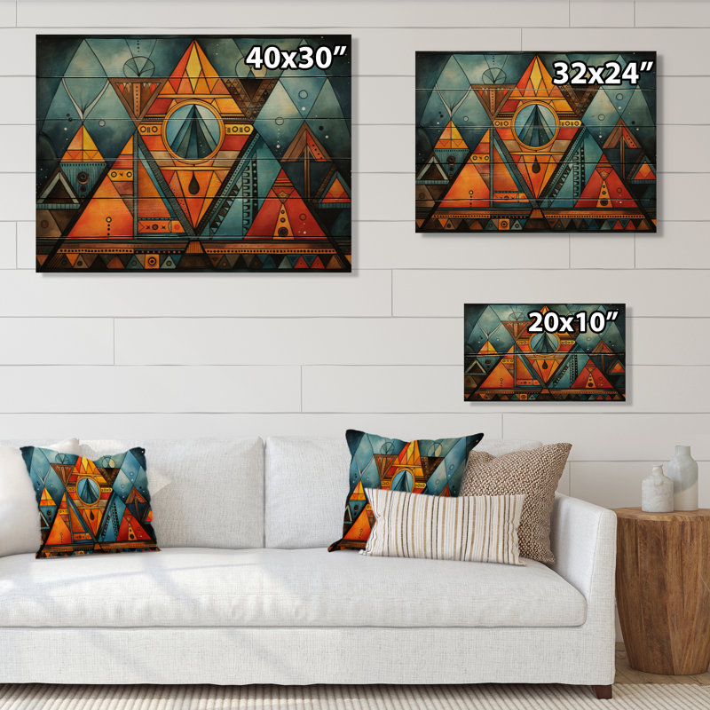 Motif tribal africain I sur bois, H 30 po x l 40 po x P 0,78 po