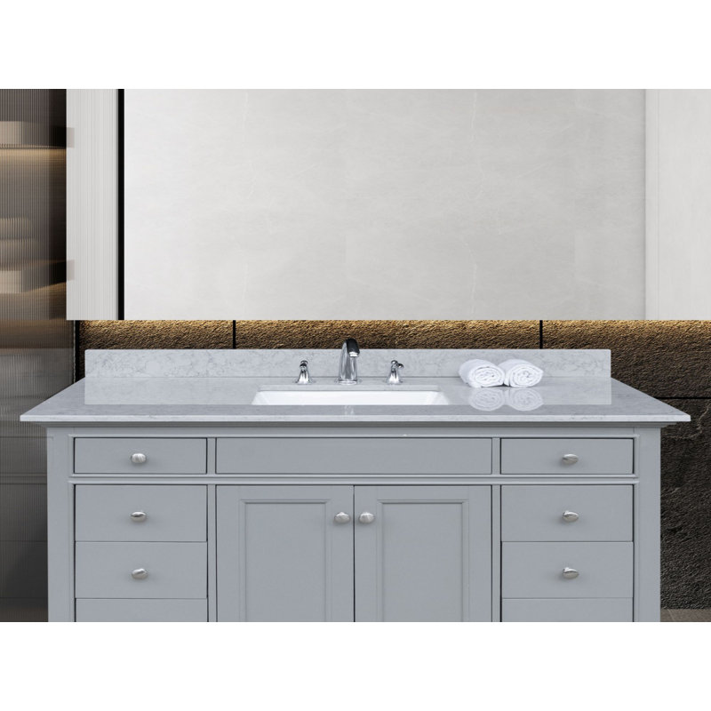 Baldwin 49'' Single Bathroom Vanity Top with Sink, White, 8" Widespread
