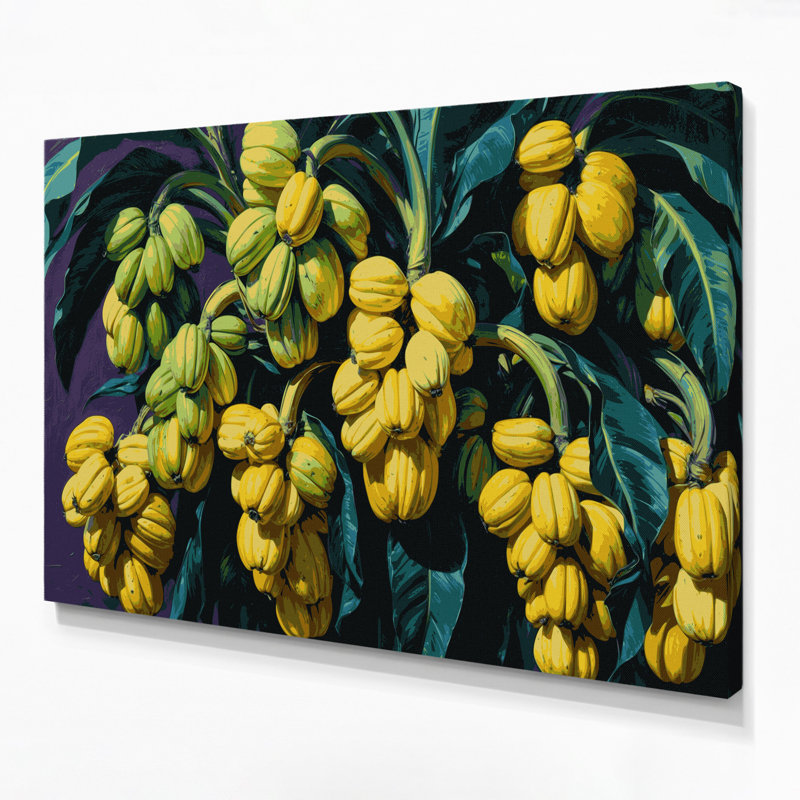 Fruit Plantain Gray Canvas Wall Art, 11" H x 14" W