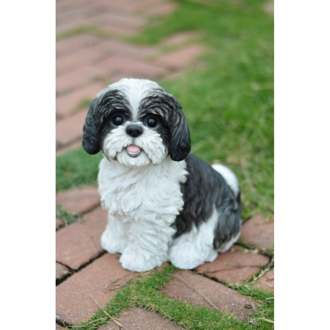 Sitting Dog Shih Tzu Statue Hi-Line Gift Ltd. Color: White/Black