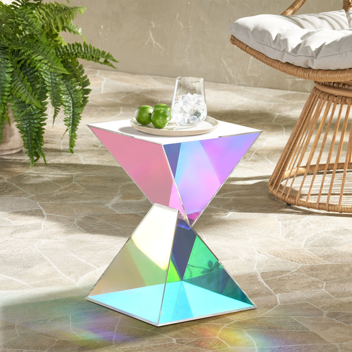 Iridescent decor ideas for Whimsical Glass Rooms: : Acrylic End Table