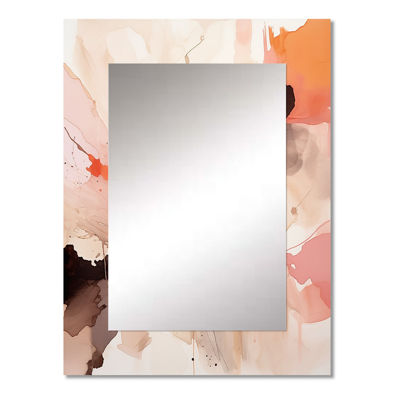 Distant Clouds Abricot Crush Infusion III - Abstract Shapes Decorative Mirror, Pink Wall Mirror, Printed Metal Art, 32" x 24"