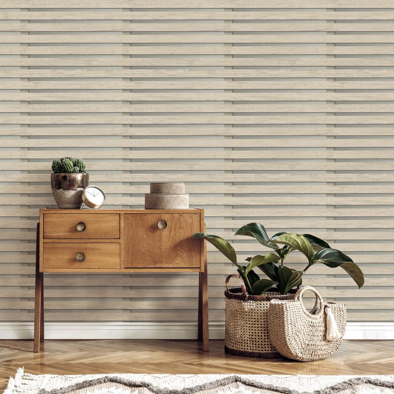 Wood Slats Wallpaper, Grey