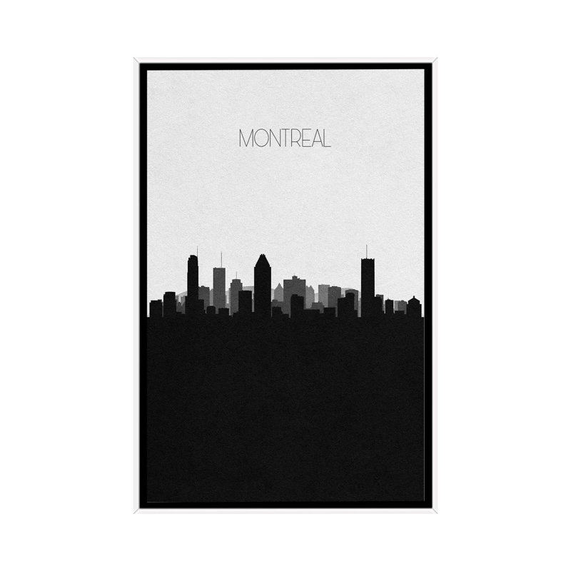 Montreal, Canada City Skyline 1 Piece Single Picture Frame and Floater Frame Wall Art on Canvas