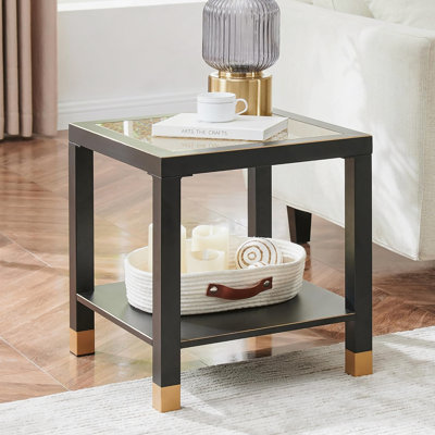 Table de bout carrée en verre 2 couches