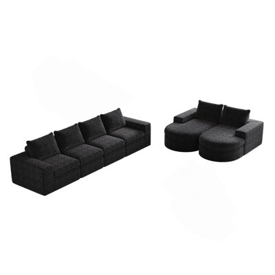 Canapé modulaire courbé avec méridienne Chenille Cloud