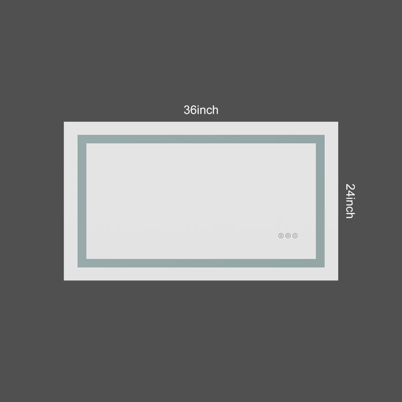 Frameless Anti-fog Led Bathroom Mirror With Frontlight And Backlight, 3 Colors Dimmable Vanity Mirror, 24" x 36"