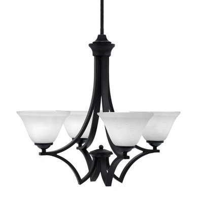 Lustre suspendu 4 lumières Zilo avec verre mousseline blanc 7 po Zilo