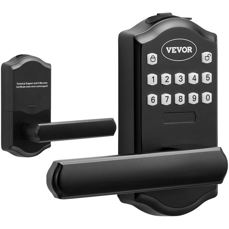 Matte Black Keyless Entry Door Lock with Handle