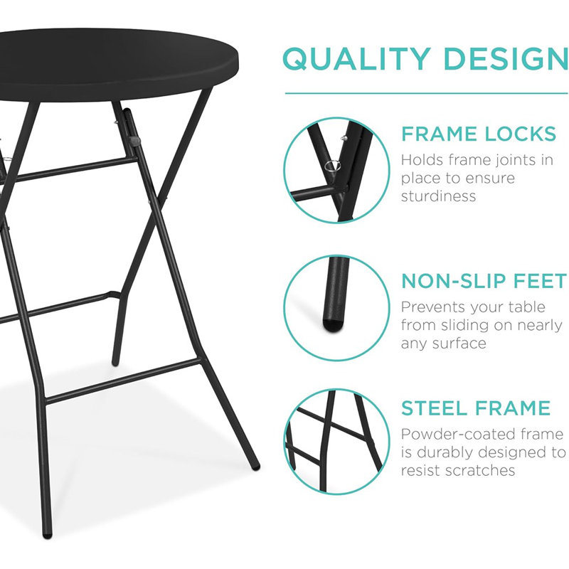 Table pliante à hauteur de bar, accessoire intérieur extérieur rond pour patio, cour arrière, salle à manger